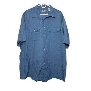 L.L Bean Button Down Shirt Men's XXL Tall Blue Fishing Outdoors Short Sleeves
